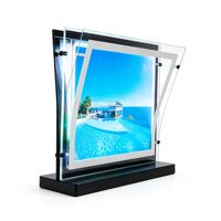 Boîtes lumineuses publicitaires en acrylique laser double face LED créatives, mini boîtes lumineuses de bureau intelligentes pour la promotion des entreprises