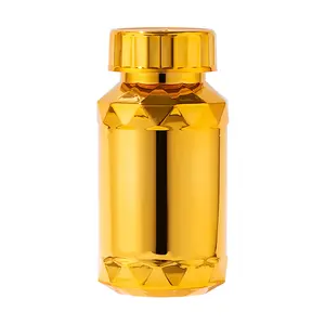 Kapselflasche Haustier-Pharmazeutische Pille Behälter, leer rundform Kunststoff mit goldener Tectorialkappe Siebdruck Schraubverschluss