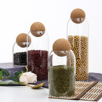 Pot en verre cylindrique transparent en borosilicate avec couvercle en liège vide pour bougies et diffuseurs de parfum - Décoration de Noël pour la maison et fournitures d'artisanat