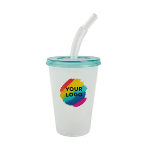 Детский прозрачный стакан 250 мл (8,5 унций) с трубочкой и крышкой, простой промо-стакан для акций в супермаркетах и мероприятий с возможностью нанесения логотипа - Product Image 1