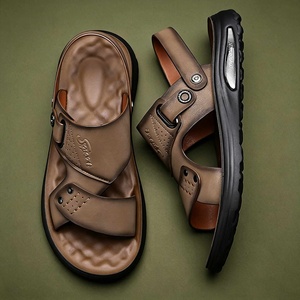 2026 New High Quality Breathable Casual Leather Slippers Outdoor <b>Sandals</b> Men Hiking Safety <b>Elastic</b> Summer Shoes Water EVA Insole - Product Image 5