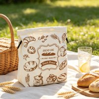 Sac à pain réutilisable en coton et lin, résistant à l'huile et à l'eau, avec cordon de serrage, pour le stockage des pains faits maison