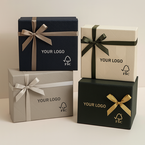 Tùy Chỉnh Sang Trọng Bao Bì Hộp Thân Thiện Với Môi Nắp Màu Be Cơ Sở Cứng Nhắc Tông Ưa Thích Hộp Quà Tặng Với Cổ Cho Mỹ Phẩm Hộp Giấy - Product Image 2