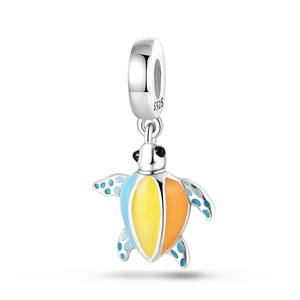 Colgante Luminoso de Delfín, <span class=keywords><strong>Tortuga</strong></span> y Cangrejo del Océano con Zirconia en Forma de Corazón, Accesorio Unisex para Pulsera DIY, Bañado en Plata - Product Image 5