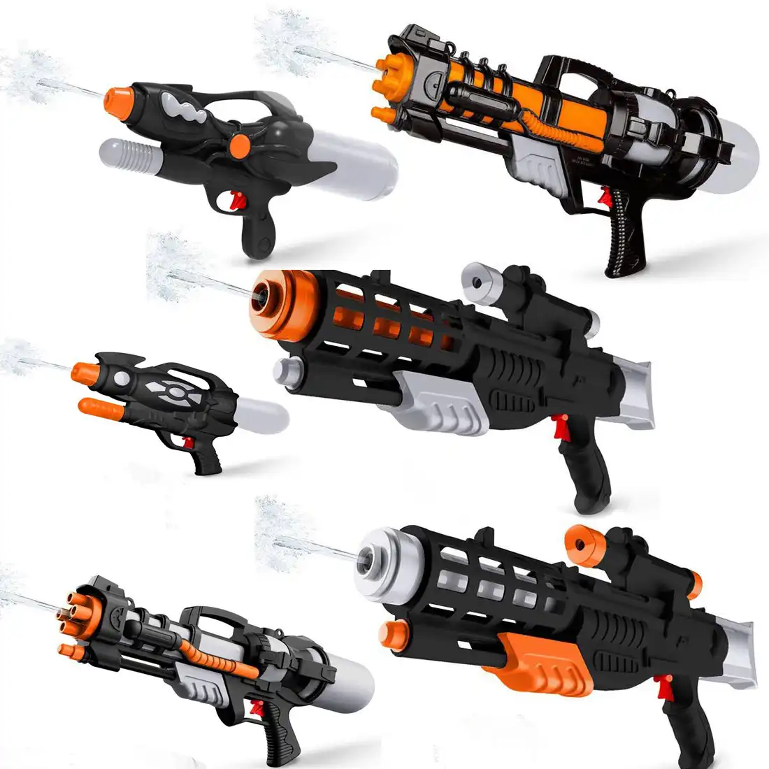 Toy Cool Black Military Style Water Shooting Toy Long Range Summer Outdoor Plastic Water Gun For Kids