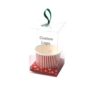 Confezione regalo logo personalizzato di fabbrica scatola trasparente torta scatola di plastica con supporto e maniglia