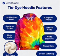 Sweat à capuche pour homme, 250 g/m², respirant, imprimé par sublimation tie-dye, directement de l'usine, pour les sorties sociales et le quotidien