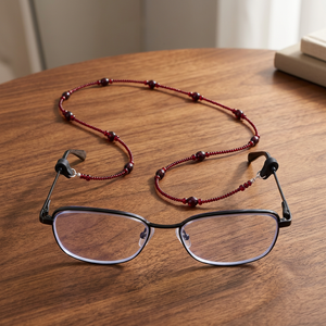 Correa de Cuello para Gafas con Cuentas, Color Rojo Floral, Cadena Antideslizante para Gafas, Accesorio para Lentes, Diseño Flexible, Soporte para Gafas - Product Image 3