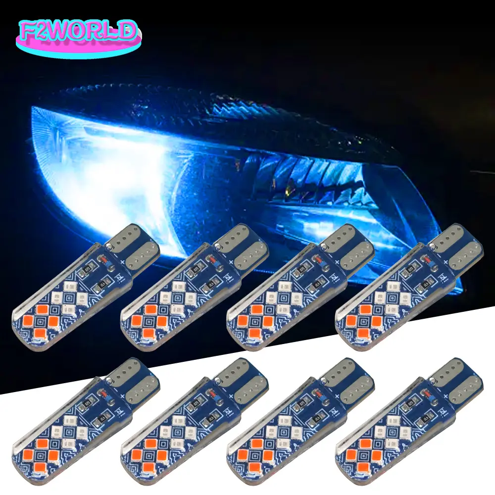 Luces de matrícula de coche con bombillas LED T10 W5W con efectos intermitentes de tres colores