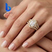 Bagues de luxe en diamant de laboratoire taille émeraude, or pur 14K/18K, serties de moissanite VVS D, pour femme