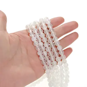 Natuurlijke Selenite Kralen, Wit Clear Selenite Steen Kralen, Edelsteen Losse Kralen voor Sieraden Maken