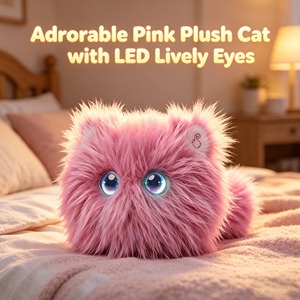 Gato de Peluche AI de 2 Colores con Ojos Animados LED, Compañero Interactivo Multilingüe que Canta y Cuenta Historias - Product Image 2