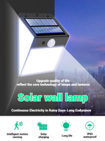 Lampe murale solaire extérieure à LED 158/128/208 avec détecteur de mouvement sans fil, éclairage de sécurité IP65 pour jardin, batterie incluse, alimentation CC