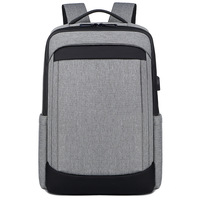 Sac à dos imperméable pour ordinateur portable d'affaires pour hommes, sac d'ordinateur de grande capacité de 15,6 pouces avec chargement USB pour les voyages et l'école