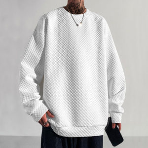 Printemps hommes tendance petit carré col rond pull décontracté lâche tricot chemise à manches longues hommes mode polyvalent et confortable - Product Image 3