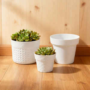 Pots de plantes en plastique à motif circulaire, ensemble de pots à succulentes modernes multi-tailles, pots de fleurs décoratifs pour la maison, jardinage intérieur et extérieur - Product Image 3