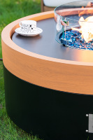 Table brasero à gaz moderne pour extérieur, construction en acier, verre bleu résistant à la chaleur, 6 kg, 4 mm, avec couvercles coupe-vent, autoportante légère