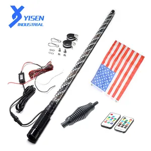 3 '4' 5 '6' Spiral RGB led Tail whip SUV Spring antenna led whip light for UTV ATV whip flagpole light