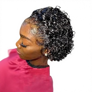 Grossiste de Perruques Courtes Lace Front 13x1 Pixie Curl en <span class=keywords><strong>Cheveux</strong></span> Humains 100% Vierges pour Femmes Noires - Product Image 1