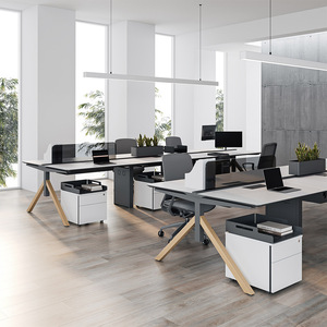 Hiện Đại 6 8 Chỗ Ngồi Modular Văn Phòng Bàn Chuyển Đổi Coworking Máy Trạm Đồ Nội Thất Mở Dài Thiết Kế Bằng Gỗ Không Gian Mở Nhân Viên - Product Image 4