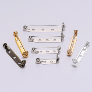 Broches en métal avec trous, argent, or, bronze antique, rhodium, plaqué or KC, accessoires DIY en fer, fermoir de sécurité rotatif - Product Image 3