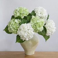 Hortensia artificiel de haute qualité, grand, bleu-vert, à tige unique, en latex, toucher réel, pour fêtes, Noël, remises de diplômes, tables