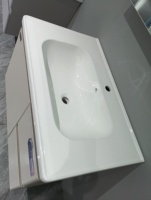 Ensemble de meuble-lavabo gris tout en aluminium et acier inoxydable avec miroir grossissant mural, double porte et éclairage LED, design moderne, facile à installer
