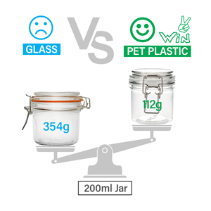Clear Wide Mouth BPA Free Food Storage Airtight 200ml Cylindrical PET Jar with Clip Cap - Product Image 2