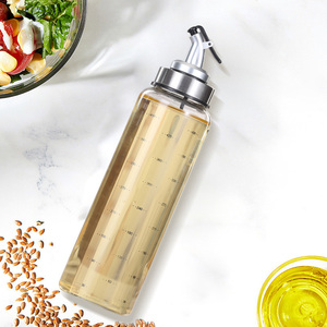 Bouteille en verre transparente vide pour huile d'olive, distributeur de sauce soja et vinaigre, huilier avec couvercle pour cuisine - Product Image 5