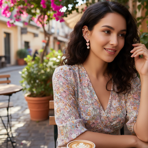 Trending Vintage orecchini lampadario religioso in acciaio inox fiore strass vendita calda all'ingrosso di moda orecchini pendenti - Product Image 3