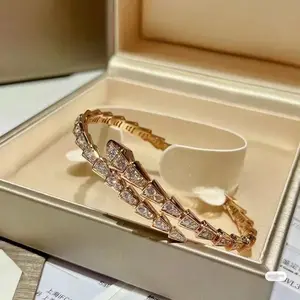 Bracelet ouvert de printemps en os de serpent pour femmes, plaqué or épais, version étroite, nouvelle collection