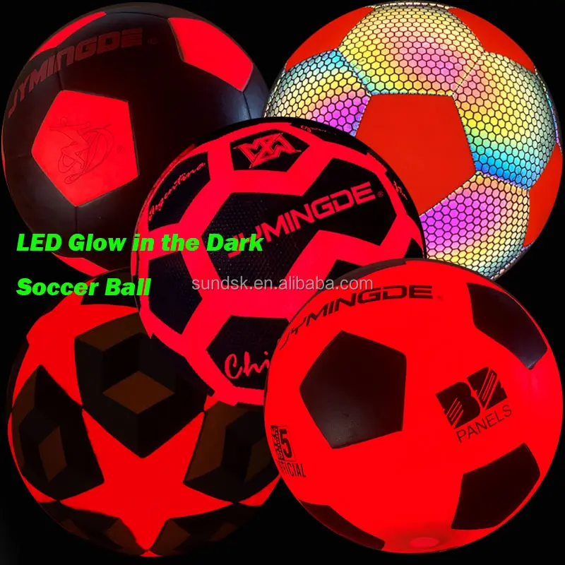 LED ışık yukarı karanlıkta glow özel logo kauçuk amerikan futbolu