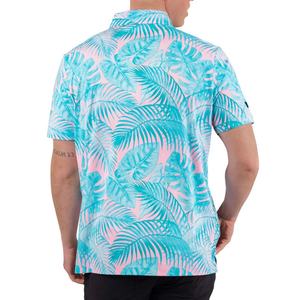 Polo de Golf Aloha Print Personalizado de Alto Rendimiento, Color Amarillo Verano, Cuello Verde Premium de Alta Calidad - Product Image 5