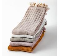 Chaussettes montantes en coton respirant tricoté avec dentelle, style princesse coréen, pour bébés filles, collection automne