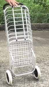 2025 Bán hàng nóng đơn giản 30kgs thép xe đẩy tay tiết kiệm không gian có thể gập lại hàng tạp hóa với khung gia cố - Product Image 2