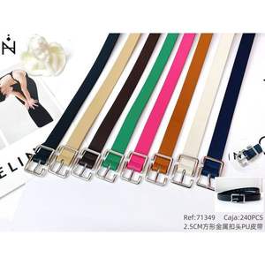 Ceinture Z LIA PU 2,5 cm avec boucle carrée en alliage, mode décontractée pour femmes et hommes - Product Image 1