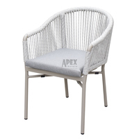 Haute qualité moderne étanche Restaurant empilable en aluminium corde chaise de jardin moderne corde à manger chaise avec bras luxe en plein air