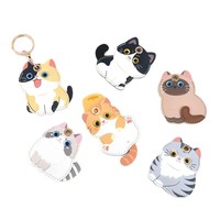 Set Kartu Akses Cat Access Card Warna Cerah Lucu Tiga Bunga Oranye Kulit PU Ramah Lingkungan Gantungan Kunci Cocok untuk Pelacak Hadiah Kreatif