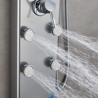 Mitigeur de douche thermostatique mural en acier inoxydable brossé moderne transfrontalier avec contrôle numérique de la température – Ensemble de douche