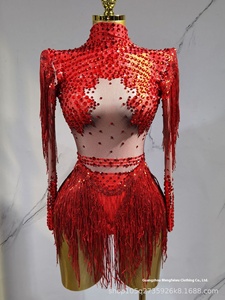 Traje ajustado elástico con borlas de diamante brillante Multicolor, ropa de actuación de Club nocturno de escenario de baile <span class=keywords><strong>latino</strong></span> para <span class=keywords><strong>DJ</strong></span>, cantante y bailarina - Product Image 3