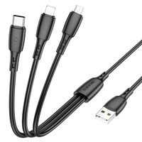 Câble de charge 3-en-1 BOROFONE BX71 (iP+Micro + Type-C) avec charge rapide 3A et conducteur en cuivre pur