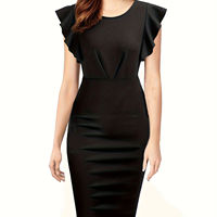 Robe à manches courtes à col rond avec volants, style tendance, nouvelle conception, en stock, vêtements personnalisés, fabricants de vêtements, fournisseur, usine