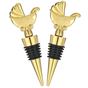 Takumori Baby Stroller Wine <b>Stopper</b> Gold Metal Sealing <b>Bottle</b> Plug For Party Gift - Product Image 2