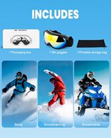 Masque de ski unisexe avec monture intégrale en TPU, verres anti-buée UV400, hydrofuge, sangle réglable, verres miroir pour protéger les yeux