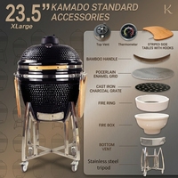 Barbecue au charbon de bois Auplex Ceramic 23 pouces Kamodo Black, grand barbecue extérieur