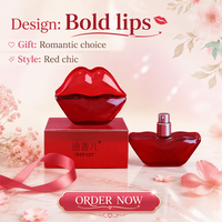 Eau de Parfum pour Femme 30ml, Notes Fruitées, Florales, Agrumes et Boisées, Vaporisateur Longue Durée, Flacon en Verre en Forme de Lèvres Rouges, en Boîte, pour Vente en Gros