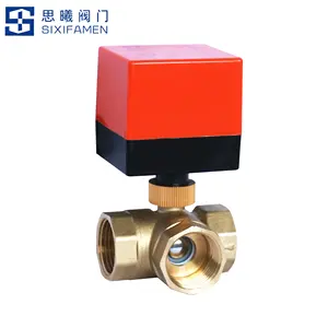 AC220v DC12V DC24V NPT G Thread Dn25 1 Inch Caliber 3 Way Mini Motor Motorized Electric Brass Ball Valve Air Conditioning