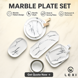Ensemble d'assiettes en céramique assiette de service assiette à steak en porcelaine motif de marbre de style nordique de qualité alimentaire personnalisée pour <span class=keywords><strong>restaurant</strong></span> à usage domestique - Product Image 2