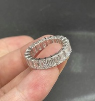 Cincin berlian putih Platinum 14K/18K, cincin keabadian berlian dewasa potongan zamrud 2ct 0,1ct 0,2ct