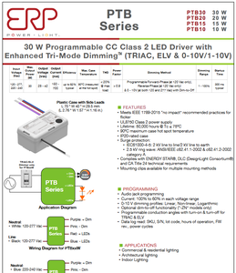 ลดราคาพิเศษ PTB30W-0700-42-FN ERP AC-DC ไดรเวอร์ LED แบบตั้งโปรแกรมได้ 30W 120-277VAC Class2 IP20 รับประกัน 5 ปี - Product Image 2
